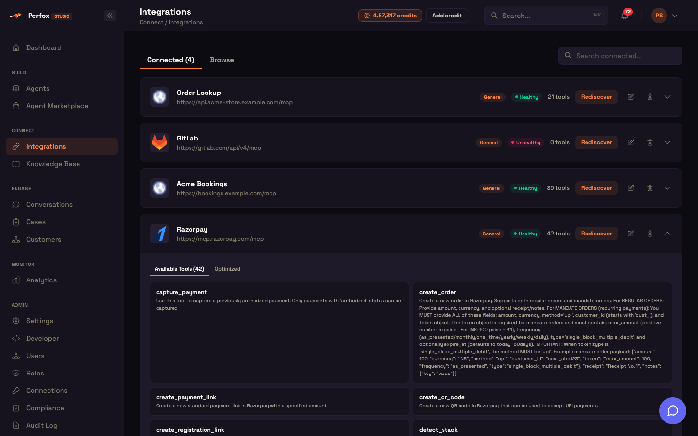 A connected server expanded to show its tools